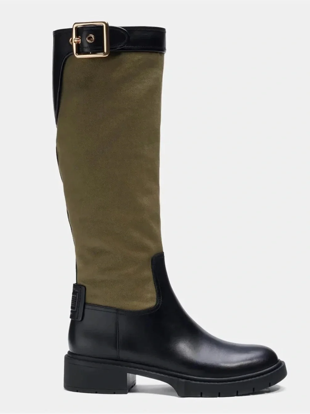 Coach Black Leather and Canvas Knee High Riding Boot